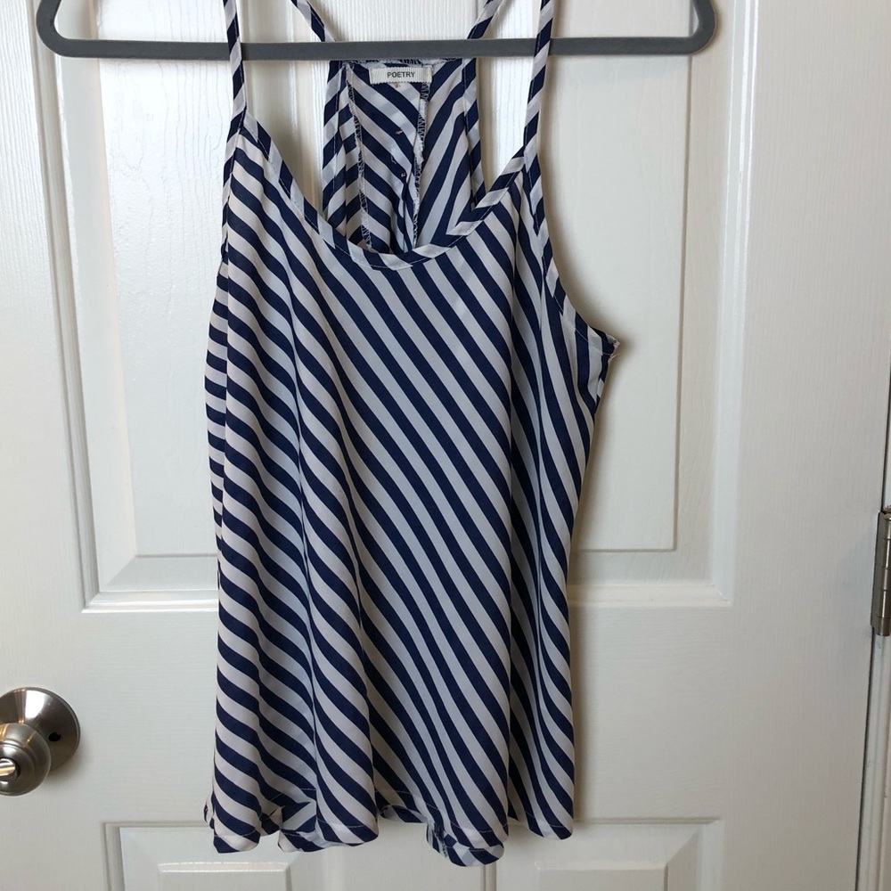 Striped Open Back Tank with Thin Straps